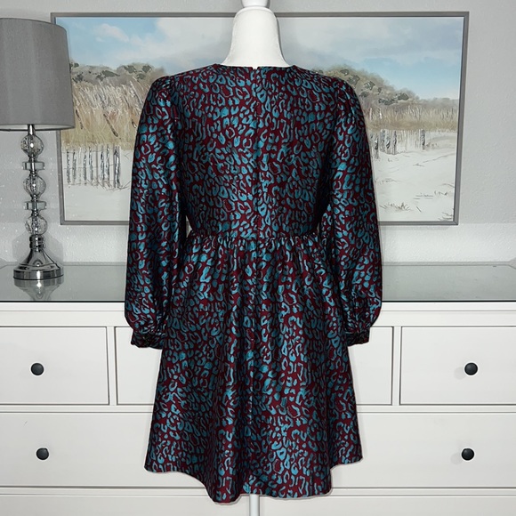 Halogen X Atlantic-Pacific Leopard Jacquard Long Sleeve Dress Size M - Picture 9 of 11